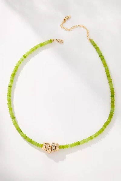 By Anthropologie Round Charm Beaded Necklace In Green