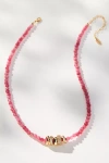 By Anthropologie Round Charm Beaded Necklace In Pink