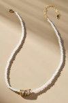 By Anthropologie Round Charm Beaded Necklace In White