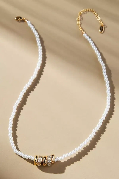 By Anthropologie Round Charm Beaded Necklace In White
