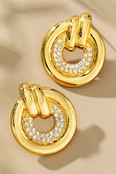 By Anthropologie Round Crystal Drop Earrings In Gold