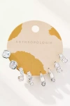 By Anthropologie Round Crystal Earrings, Set Of 4 In Silver