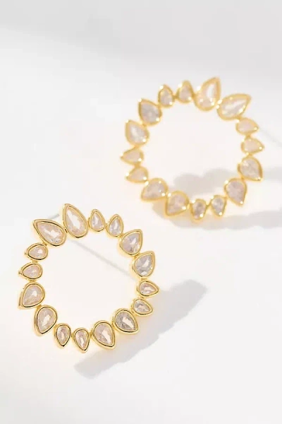 By Anthropologie Round Crystal Post Earrings In Gold