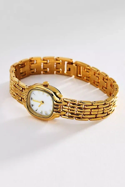 By Anthropologie Round Face Metal Watch In Red