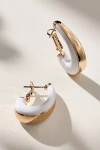By Anthropologie Round Resin Huggie Hoop Earrings In White