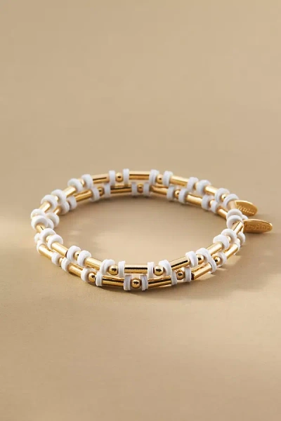 By Anthropologie Rubber Band Stretch Bracelets, Set Of 2 In White