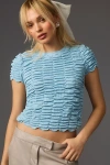 By Anthropologie Ruched Baby Tee In Blue