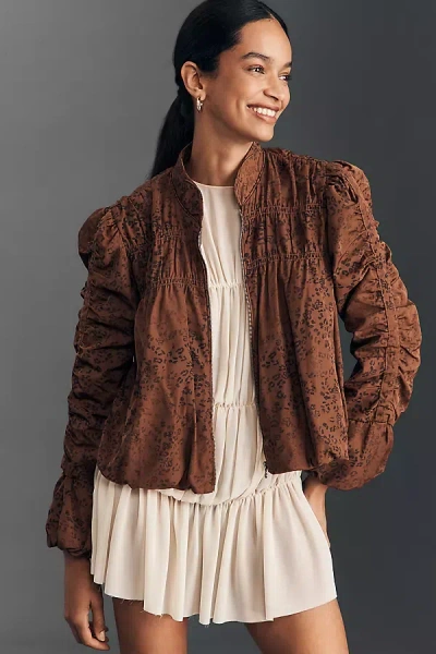 By Anthropologie Ruched Jacket In Brown