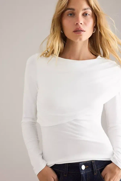 By Anthropologie Ruched Off-shoulder Top In White