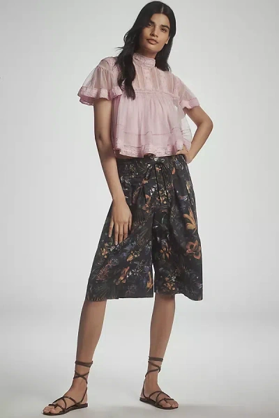 By Anthropologie Ruched Poplin Gaucho Pants
