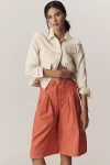 By Anthropologie Ruched Poplin Gaucho Pants