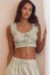 By Anthropologie Ruched Scoop-neck Tank Top In Green