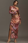 By Anthropologie Ruched Side-slit Maxi Skirt In Pink