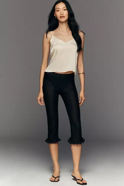 By Anthropologie Ruffle Capri Pants In Black