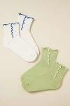 By Anthropologie Ruffle Cuff Socks, Set Of 2 In White