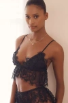 By Anthropologie Ruffle Lace Bra In Grey