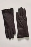 By Anthropologie Ruffle Leather Gloves In Brown