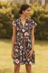 By Anthropologie Ruffle-sleeve Dress In Gray