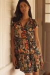 By Anthropologie Ruffle-sleeve Dress In Black