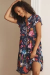 By Anthropologie Ruffle-sleeve Dress In Blue