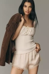 By Anthropologie Ruffle-sleeve Wool Cashmere Knit Blouse In White