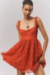 By Anthropologie Ruffle-strap Corset Lace Mini Dress