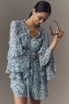 By Anthropologie Ruffle Swing Romper In Blue