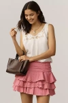 By Anthropologie Ruffled Denim Mini Skirt