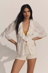 By Anthropologie Ruffled Pin-tuck Button-front Blouse In White