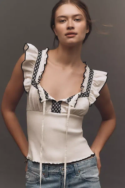 By Anthropologie Ruffled Tie-front Tank Top