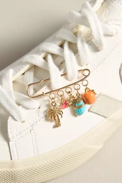 By Anthropologie Safety Pin Pearl Drops Shoe Charm In Orange