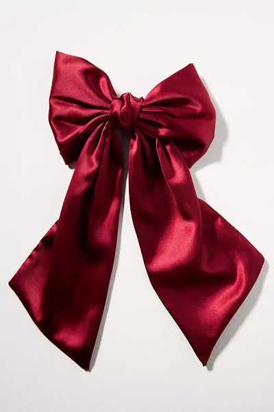 By Anthropologie Satin Bow Barrette In Red