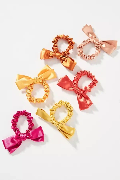 By Anthropologie Satin Bow Hair Ties, Set Of 6 In Multi