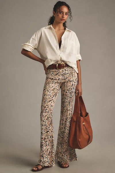 By Anthropologie Satin Flare Pants In Neutral