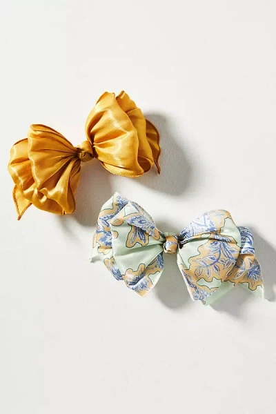By Anthropologie Satin Floral Hair Bows, Set Of 2 In Multi