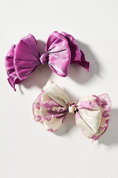 By Anthropologie Satin Floral Hair Bows, Set Of 2 In Multi