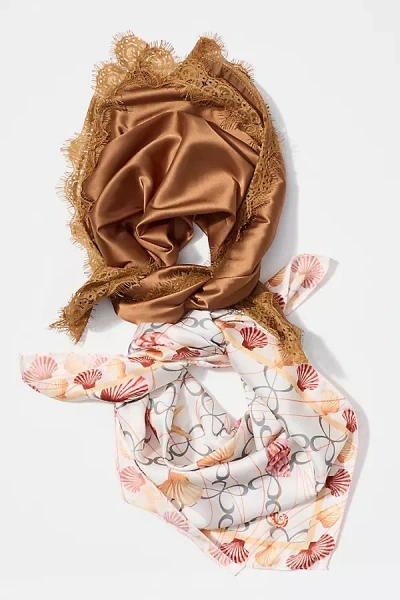 By Anthropologie Satin Hair Scarves, Set Of 2 In Multi
