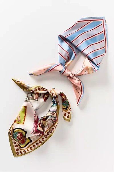 By Anthropologie Satin Hair Scarves, Set Of 2 In Multi
