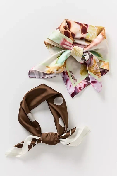 By Anthropologie Satin Hair Scarves, Set Of 2 In White