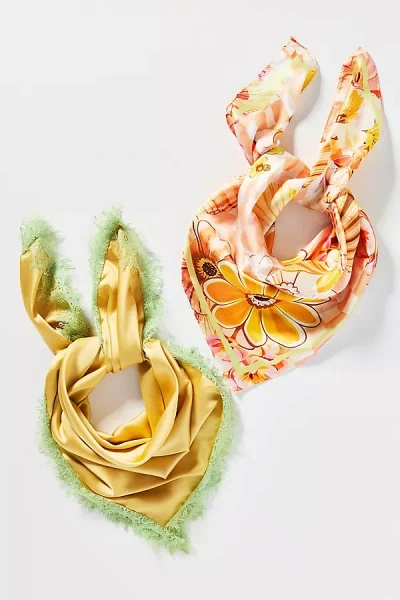 By Anthropologie Satin Hair Scarves, Set Of 2 In Neutral