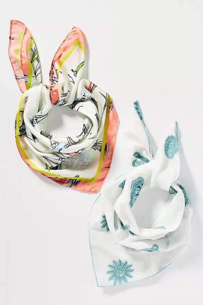 By Anthropologie Satin Hair Scarves, Set Of 2 In Pattern