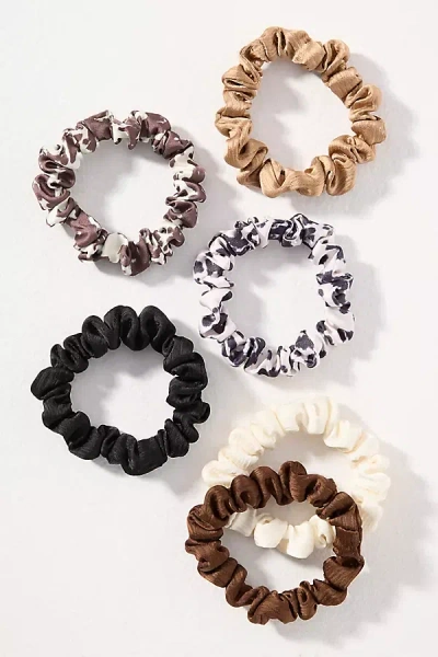 By Anthropologie Satin Hair Ties, Set Of 6 In Brown