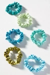 By Anthropologie Satin Hair Ties, Set Of 6 In Green