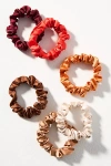 By Anthropologie Satin Hair Ties, Set Of 6 In Red