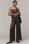 By Anthropologie Satin Lace Pants In Brown