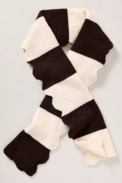 By Anthropologie Scallop Stripe Scarf In Brown