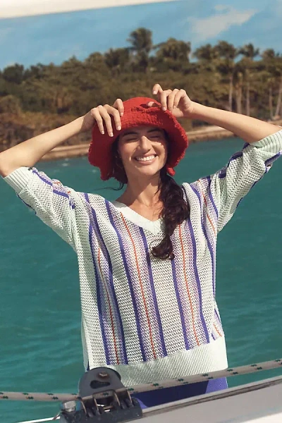 By Anthropologie Scalloped Bucket Hat In Red
