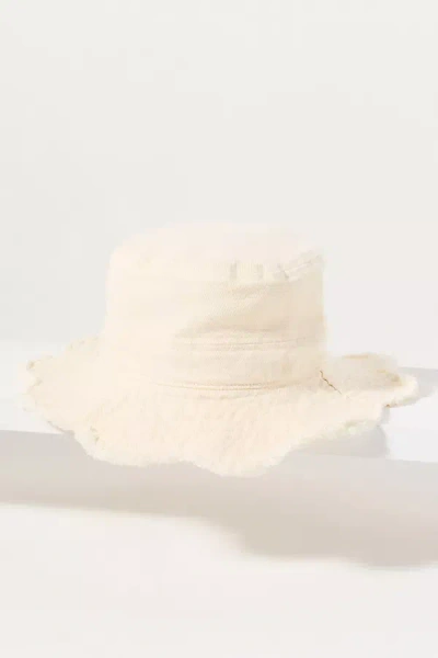 By Anthropologie Scalloped Bucket Hat In White