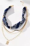 By Anthropologie Scarf & Chain Necklace In Blue