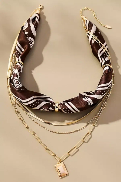 By Anthropologie Scarf & Chain Necklace In Brown
